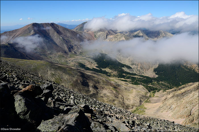 &nbsp;Vermejo Peak (13,723'), part of the Culebra Range of the Sangre De Cristo Mountains rises above valleys of the Cielo Vista...