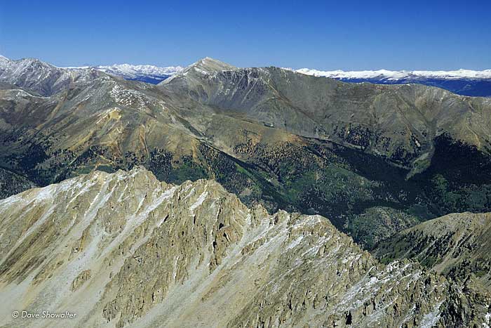 Ellingwood Ridge provides a lead-in to Mount Elbert, 14,433' from nearby LaPlata Peak, 14,336'. Ellingwood Ridge has a technical...