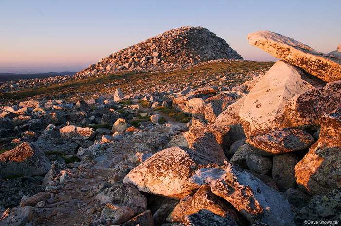 &nbsp;Last light on Medicine Bow Peak from the trail that traverses a high ridge on the west side of the range. From the west...