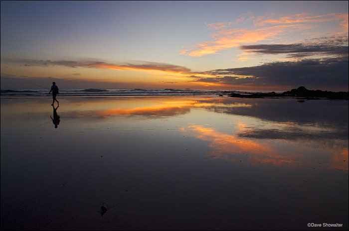 A fisherman departs the Playa Grande &nbsp;beach at sunset. The beach is part of Marino Las Baulas National Park, where endangered...