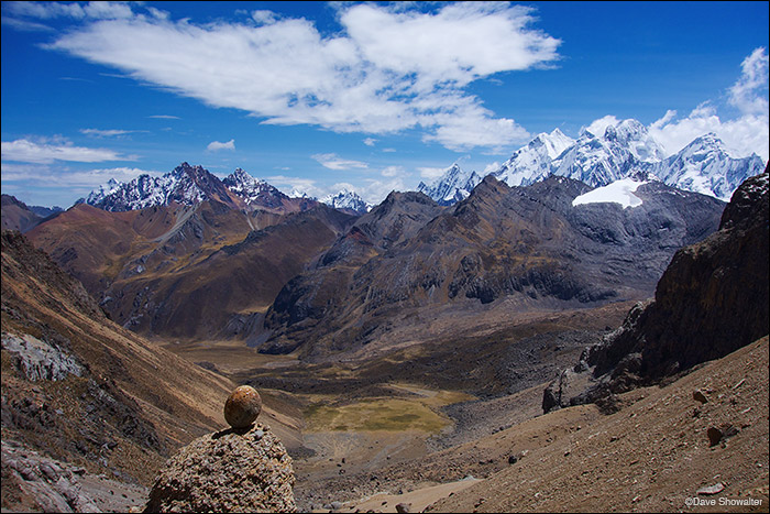 From Punta Cuyoc, thie highest pass on the Huayhuash Trek (5000m) you cross over to the southern side of the range where once...
