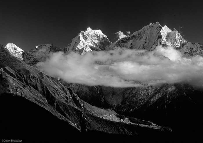 The scale of Thamserku's vertical rise is evident when using the tiny village of Portse for scale. Every afternoon of our Khumbu...