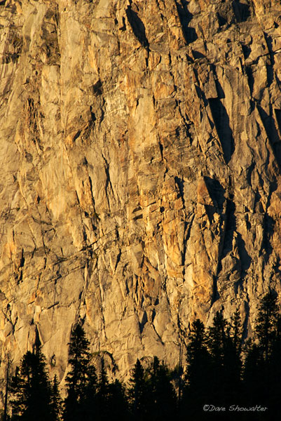 Sunset light warms an unnamed rock face in "The Winds". Bridger-Teton National Forest, Wyoming