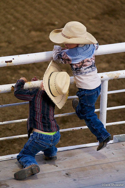 In full Western dress, these two future rodeo cowboys caufght my eye at the Cody Night Rodeo.&nbsp;