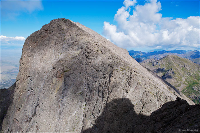 &nbsp;Challenger Point (14,081') as viewed from "Kit Carson Avenue" high in the Sangre De Cristo Range. Climbers look like matchsticks...