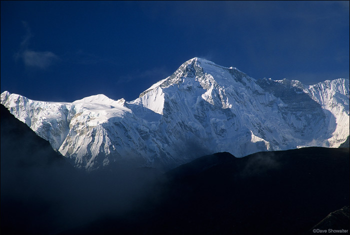 Cho Oyu, 8,153 meters in late afternoon light from Gokyo. From this location Cho Oyu was only 10 miles distant, on the Tibetan...