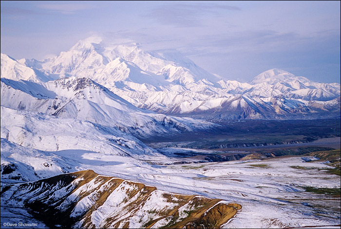 Denali (Mt. McKinley) and Mount Foraker in early morning from the top of Stony Dome. Marla and I climbed Stony Dome from our...