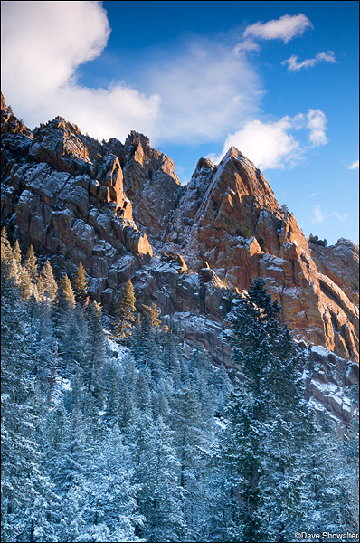 Morning sidelight on Redgarden Wall. Eldorado Canyon is near Boulder, Co and connected to Boulder's excellent open space trail...