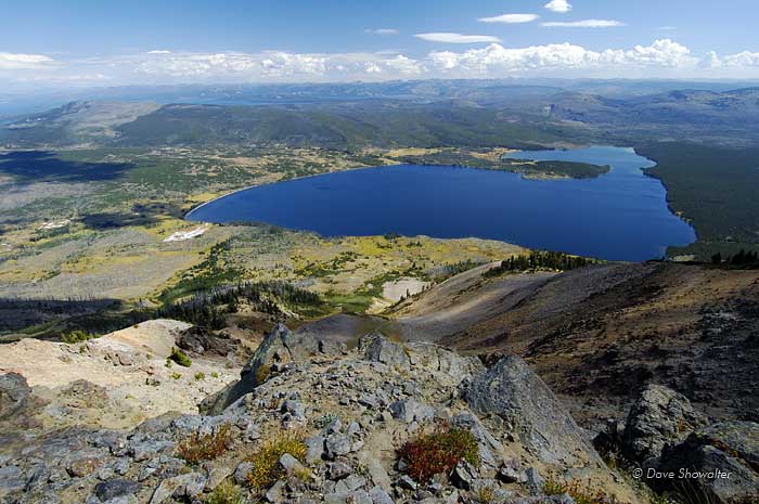 Heart Lake viewed from the summit of Mt. Sheridan. The climb up Mt. Sheridan was a side trip on a backcountry trip around Heart...