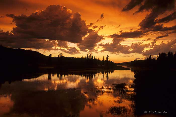 A blazing sunset over the Stillwater River in northwest Montana.&nbsp;