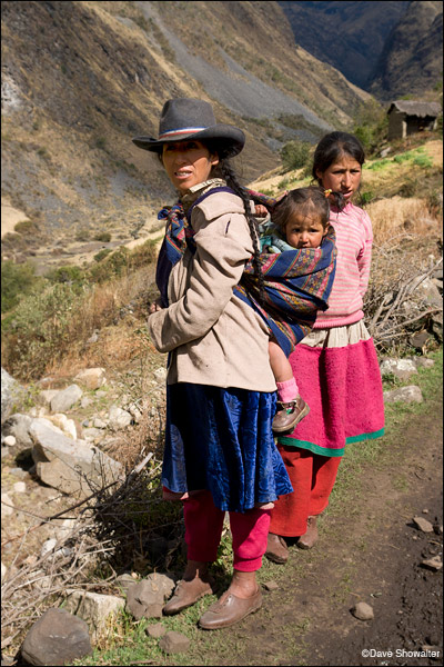Villagers in a tiny farming village along the Santa Criuz trekking route pause for a photograph. These kind, gentle people were...