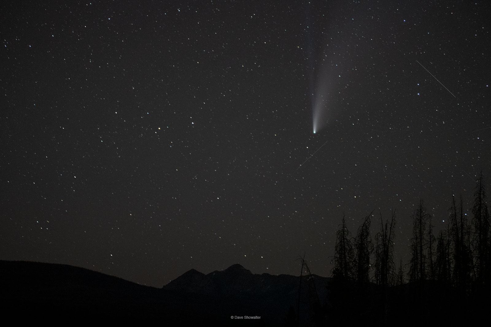 Comet Neowise burns bright over the Never Summer Range, headwaters of the Colorado River in the Kawuneeche Valley on the west...
